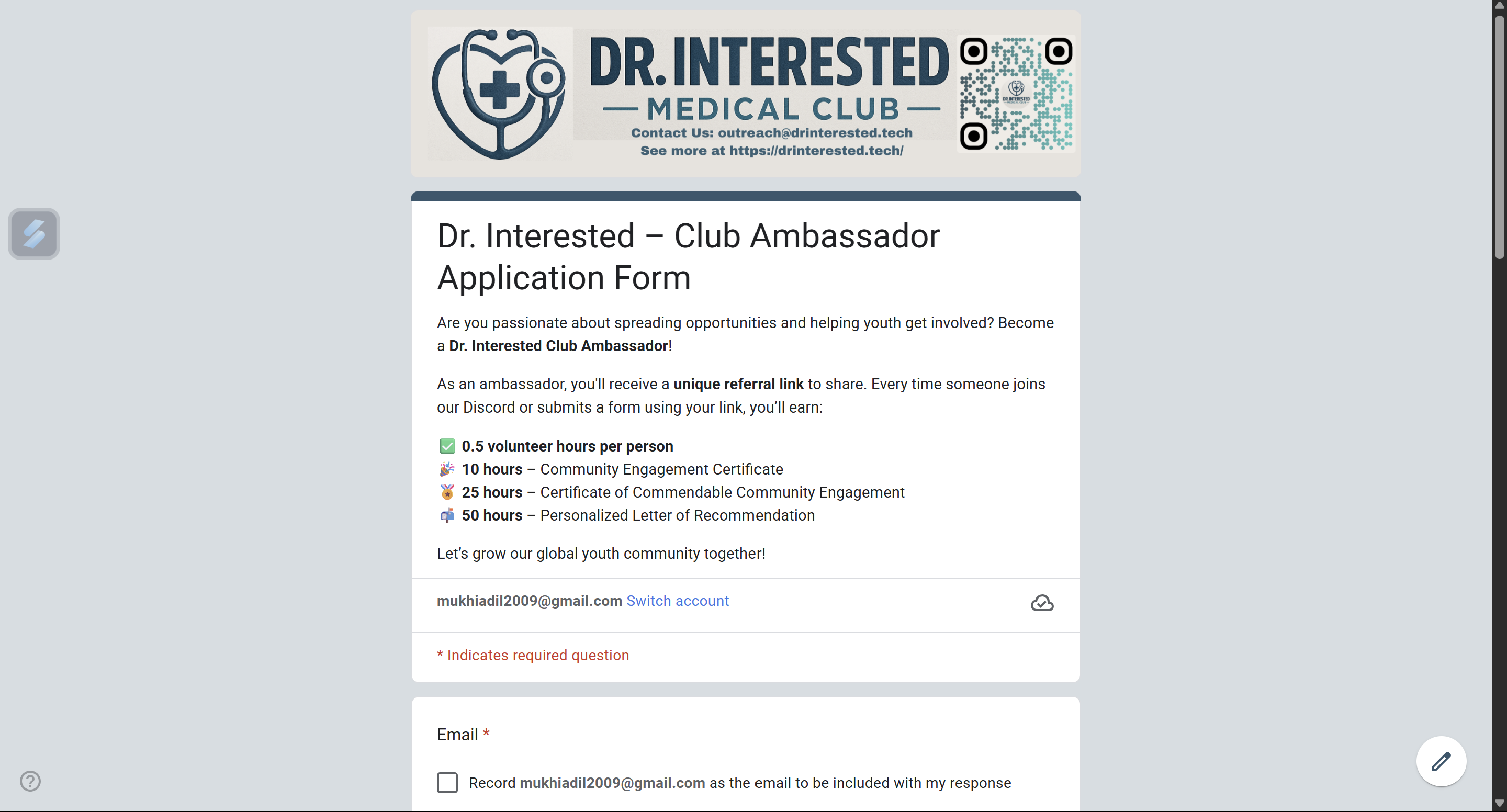 Dr. Interested Club Ambassador Program